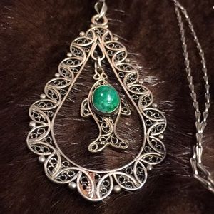 Silver Turquoise Fish Pendant
